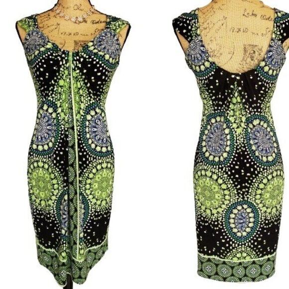 Women's Sleeveless Dress 4 Geometric Midi Sexy Chic Vibrant Stretch Y2K - Picture 1 of 8